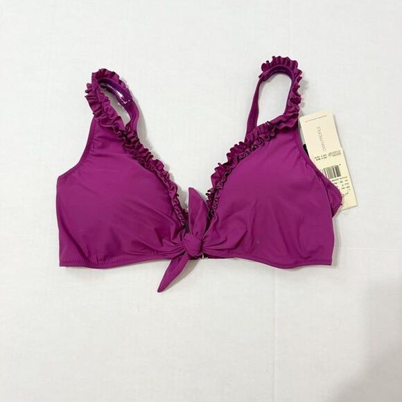 Profile By Gottex  NWT Sz 14 Warm Viola Standard Frill Me Bikini Swim Top - Picture 8 of 9